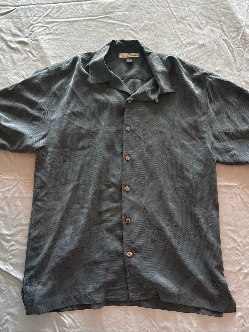 Tommy Bahama Slate Gray Short-Sleeve Button Camp Shirt
